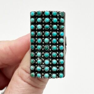 Amazing Vintage Southwestern 50 Snake Eye Turquoise Sterling Silver Ring